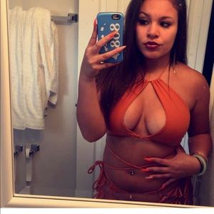 Orange strappy keyhole bikini